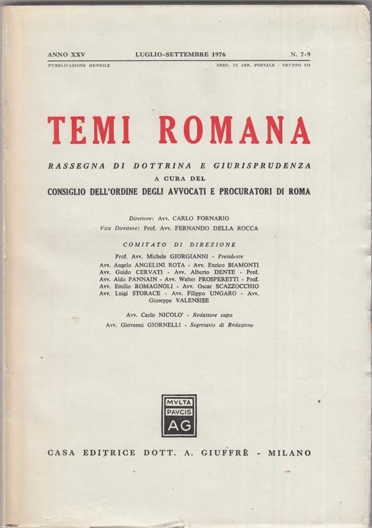 Temi Romana. Rassegna di dottrina e giurisprudenza. 1976, Annata completa. | Immagine Gallery 3