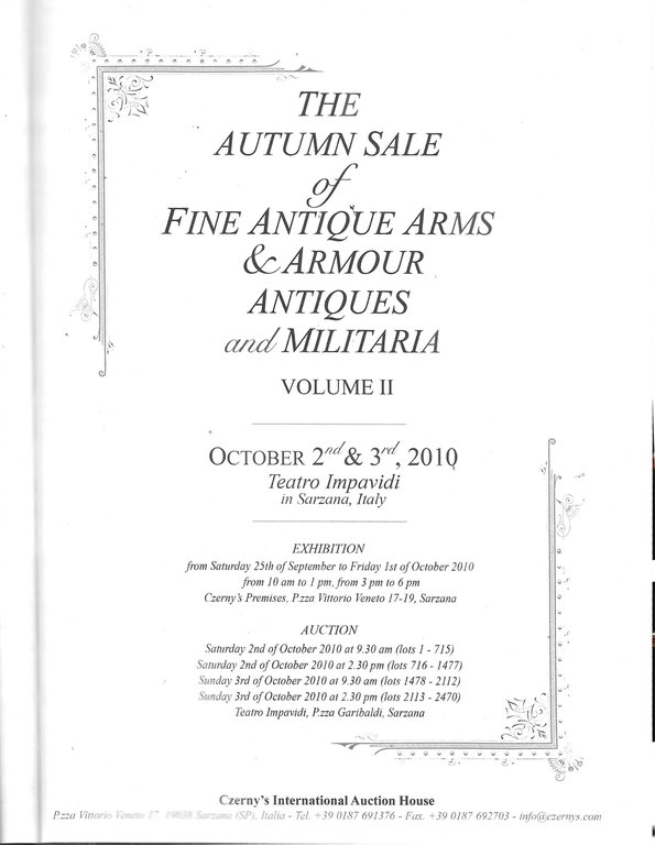 THE AUTUMN SALE of FINE ANTIQUE ARMS &amp; ARMOUR ANTIQUES …