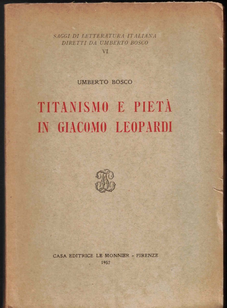 Titanismo e pietà in Giacomo Leopardi. Collana Saggi di Letteratura … | Immagine principale