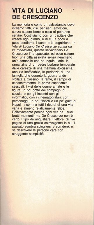 Vita di Luciano De Crescenzo scritta da lui medesimo