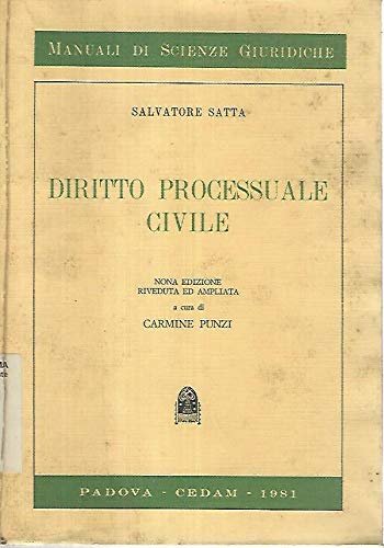 X 1730 VOLUME DIRITTO PROCESSUALE CIVILE DI SALVATORE SATTA � …