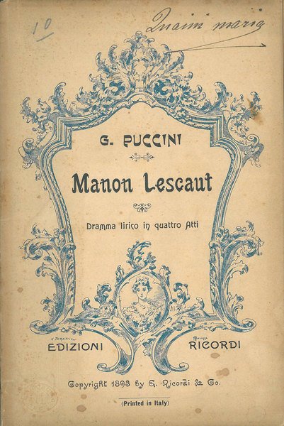 Manon Lescant. Dramma lirico in 4 atti