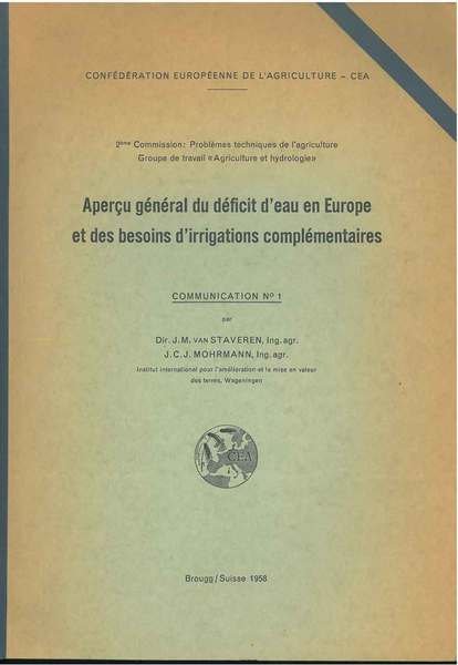 Aperçu général du déficit d'eau en Europe et des besoins …