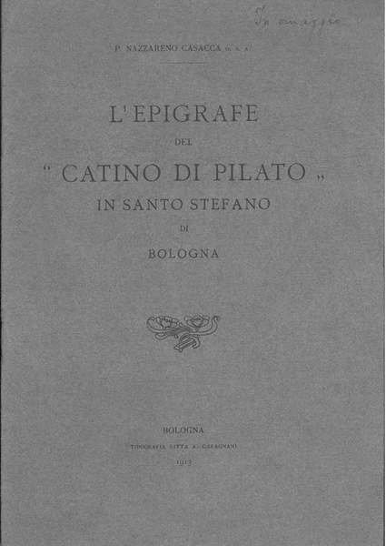 L' epigrafe del "Catino di Pilato" in Santo Stefano di …