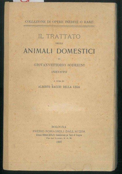 Il trattato degli animali domestici. Inedito. A cura di Alberto …