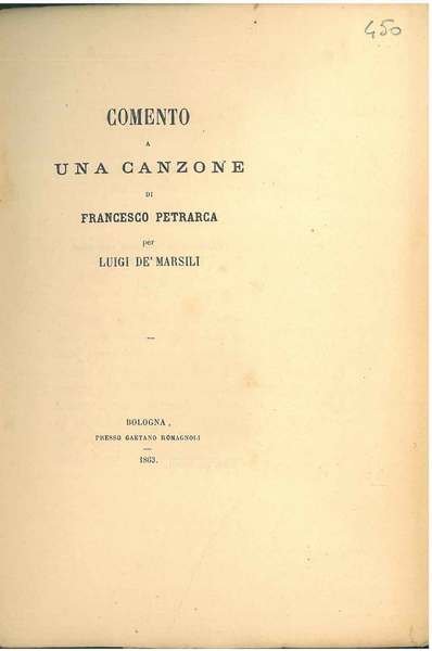Comento a una canzone di Francesco Petrarca per Luigi de' …