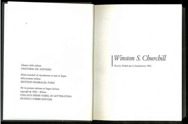 Winston S. Churchill. Premio Nobel per la Letteratura 1953.