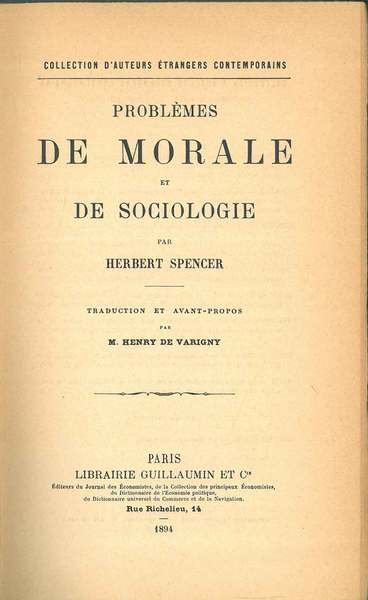 Problèmes de morale et de sociologie Traduzione e introduzione in …