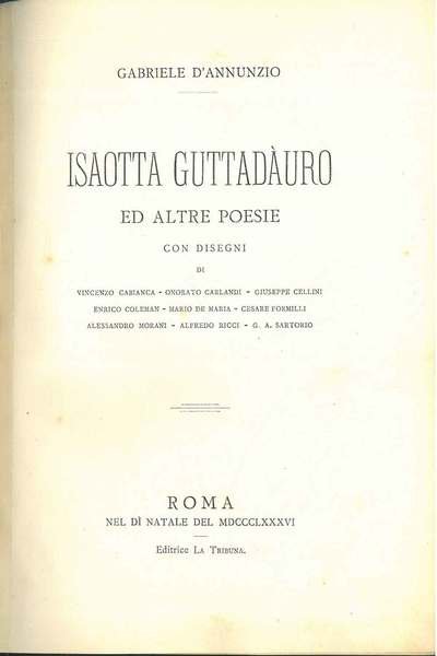 Isaotta Guttadauro ed altre poesie con disegni di Vincenzo Cabianca, …