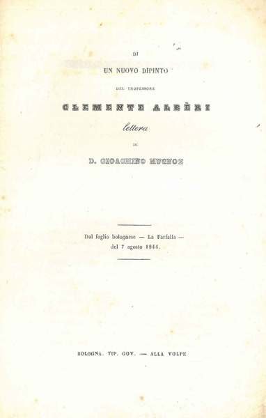 Di un nuovo dipinto del professore Clemente Alberi