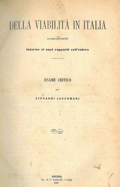 Della viabilità considerata intorno ai suoi rapporti coll'estero