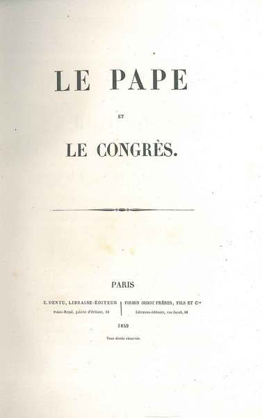 Le Pape et le congrès