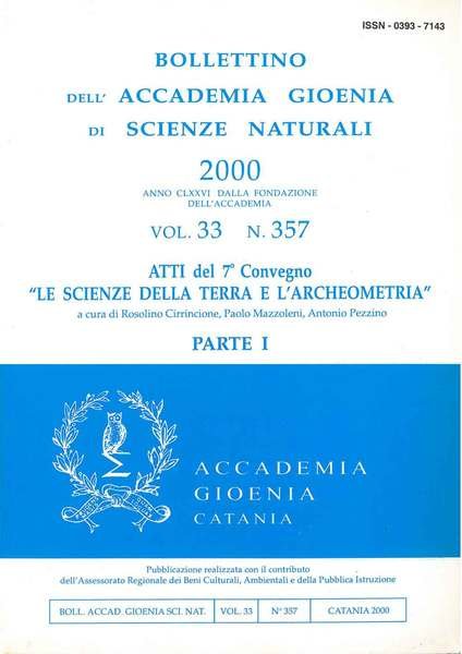 Atti del 7° convegno "Le scienze della terra e l'archeometria". …
