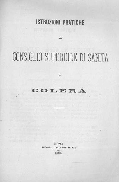 Istruzioni pratiche del Consiglio Superiore di Sanità sul colera