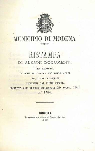 Ristampa di alcuni documenti che regolano la distribuzione ed uso …