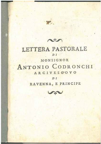 Lettera pastorale del. arcivescovo di Ravenna e principe