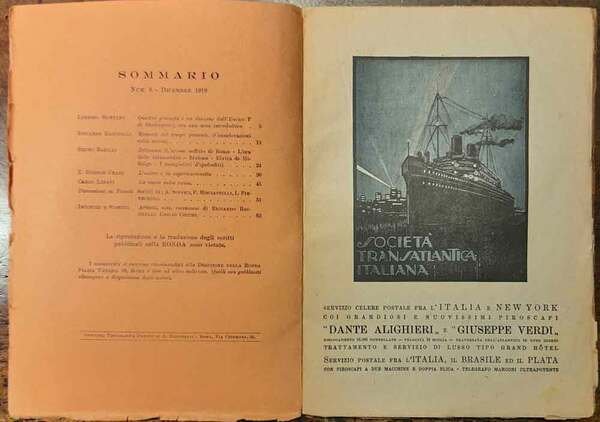 La Ronda letteraria mensile. Anno I°, num. 8, Dicembre 1919