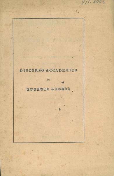 Discorso di Eugenio Alberi letto alla pontificia accedemia di belle arti in Bologna
