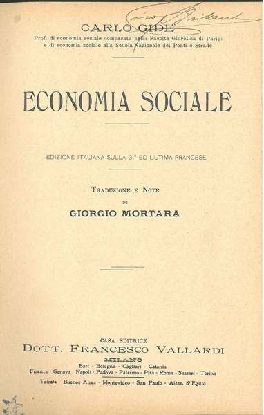 Economia sociale. Edizione italiana sulla 3° ed ultima francese Traduzione …