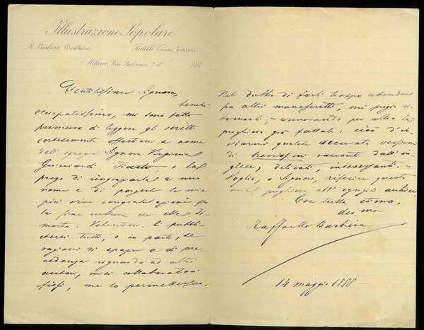 Lettera autografa ad un lettore intorno ai versi che gli …