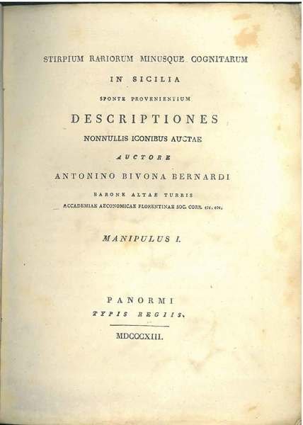 Stirpium rariorum minusque cognitarum in Sicilia sponte provenientium descriptiones nonnullis …