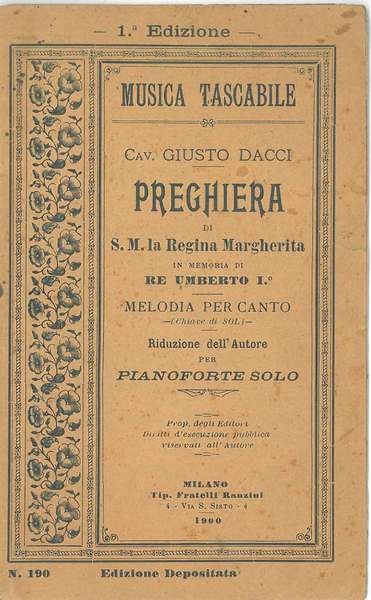 Preghiera di S. M. la Regina Margherita in memoria di …