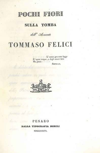 Pochi fiori sulla tomba dell'Avvocato Tommaso Felici