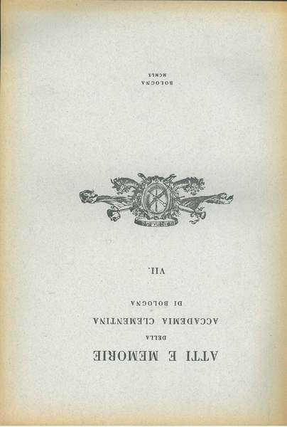 Atti e memorie della Accademia Clememntina di Bologna. VII