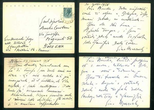 5 cartoline postali manoscritte con firma autografa, inviate ad Amelia …