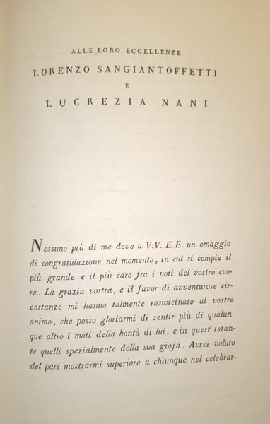 Versi epitalamici ai nobilissimi sposi Lorenzo Sangiantoffetti e Lucrezia Nani …