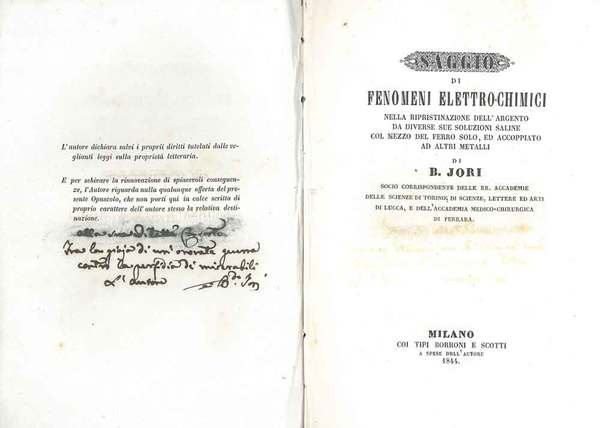 Saggio di fenomeni elettro-chimici nella ripristinazione dell'argento da diverse sue …