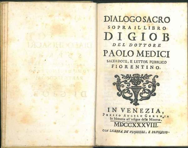 Dialogo sacro sopra il libro di Giob del dottore Paolo …