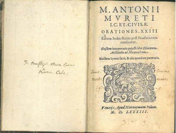 M. Antonii Mureti I. C. et. civis. R. Orationes. XXIII …
