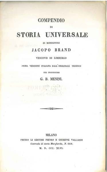 Compendio di storia universale. Prima versione italiana di G. B. …