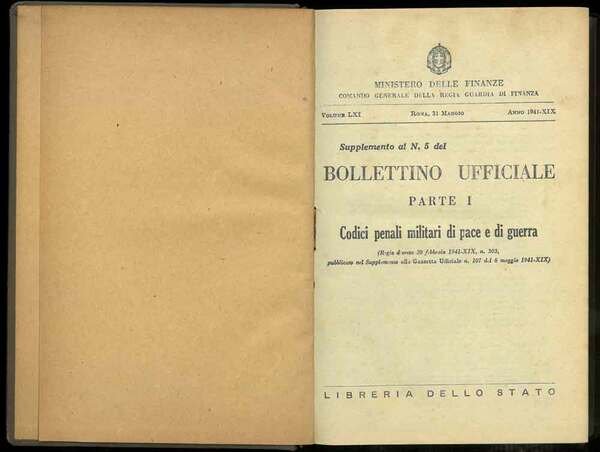Supplemento al N. 5 del Bollettino Ufficiale. Parte 1. Codici …
