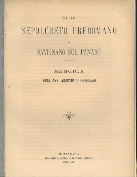 Di un sepolcreto preromano a Savignano sul Panaro
