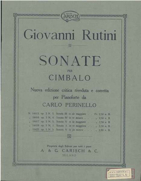 Sonate per cembalo. Nuova edizione critica riveduta e corretta per …