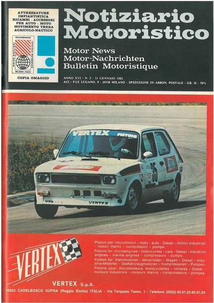 Notiziario motoristico. Anno XVI, n. 2, 31 gennaio 1982