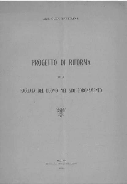Progetto di riforma della facciata del Duomo nel suo coronamento