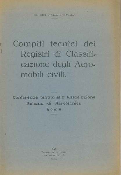 Compiti tecnici dei registri di classificazione degli aeromobili civili