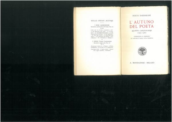 L' autuno del poeta. Quarto canzoniere (1923-1936) Copertina e illustrazione …