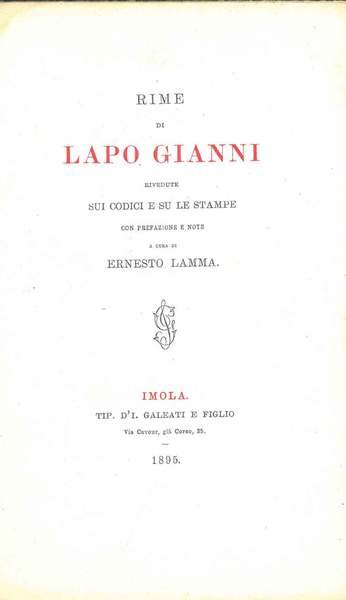 Rime di Lapo Gianni rivedute sui codici e su le …