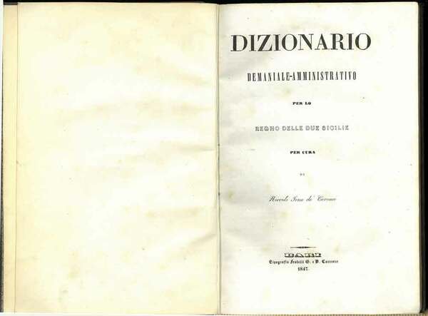 Dizionario demaniale-amministrativo per lo Regno delle due Sicilie.