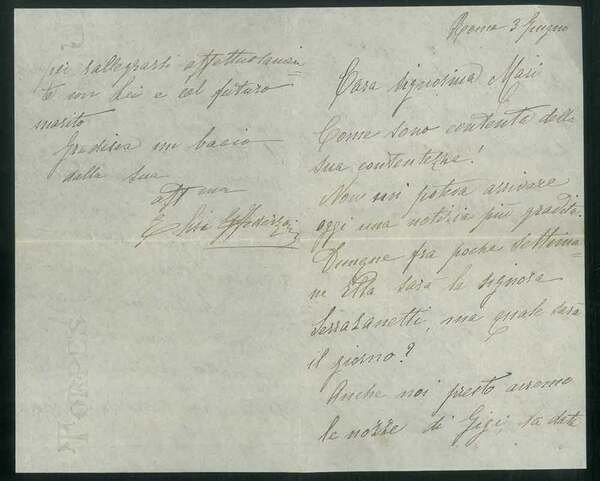 Lettera manoscritta con firma autografa a Maria Mari (Serrazanetti) Roma …