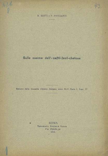 Sulle ossime dell'alfa-naftil-fenil-chetone. Estratto