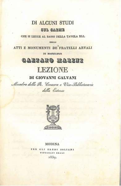 Di alcuni studi sul carme che si legge al basso …