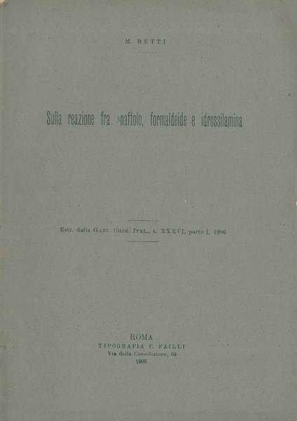 Sulla reazione fra betanaftolo, formaldeide e idrossilamina. Estratto