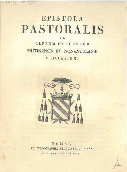 Epistola pastoralis ad clerum et populum mutinensis et nonantulanae dioecesium