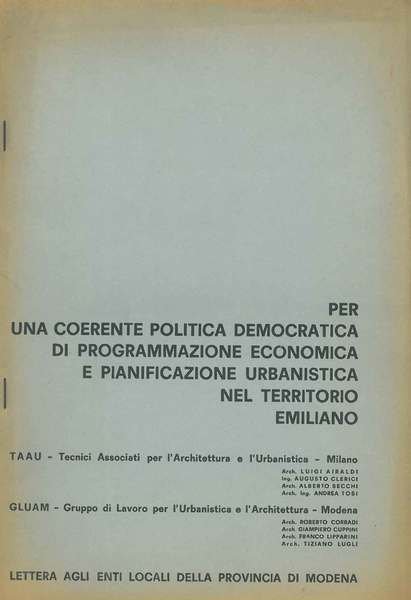 Per una coerente politica democratica di programmazione economica e pianificazione …