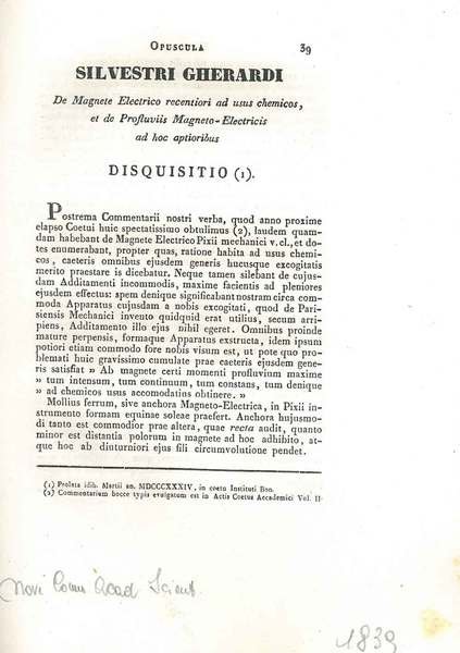 De magnete electrico recentiori ad usus chemicos, et de profluviis …